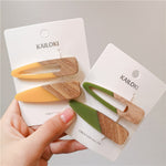 2020 New Fashion Women Stitching Wood Hair Clips