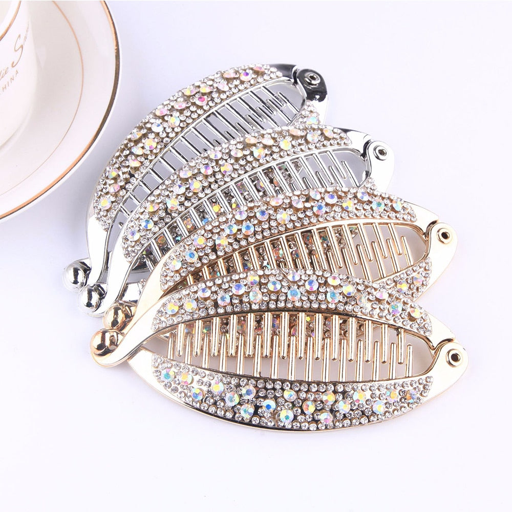 Crystal Rhinestone Fish Shape Hair Claw Clips