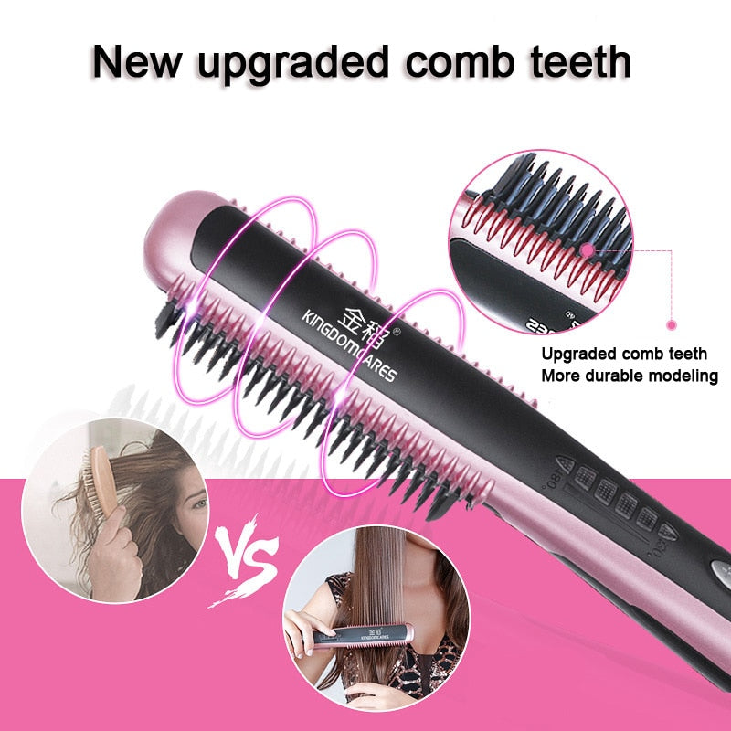 Electric Straightener Brush  Hair Care Styling