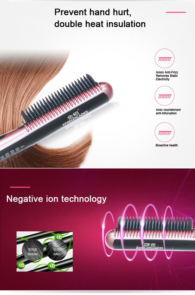 Electric Straightener Brush  Hair Care Styling