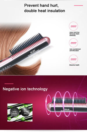 Electric Straightener Brush  Hair Care Styling