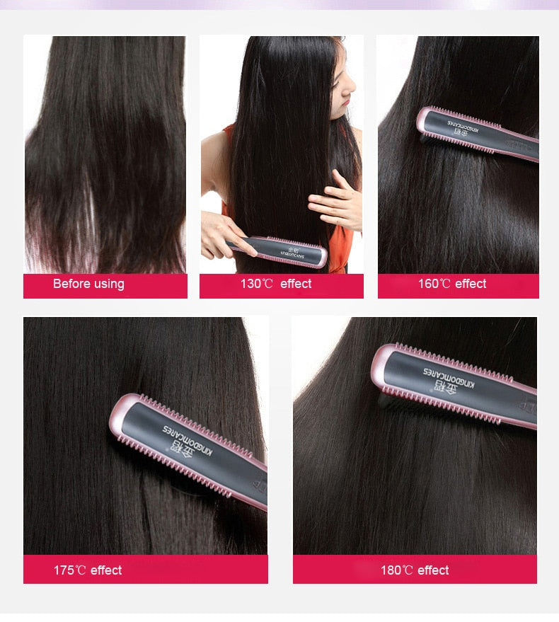 Electric Straightener Brush  Hair Care Styling