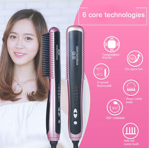 Electric Straightener Brush  Hair Care Styling