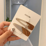 2020 New Fashion Women Stitching Wood Hair Clips