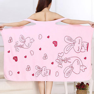 Fast Drying Rabbit Wearable Bath Towel Bathrobe