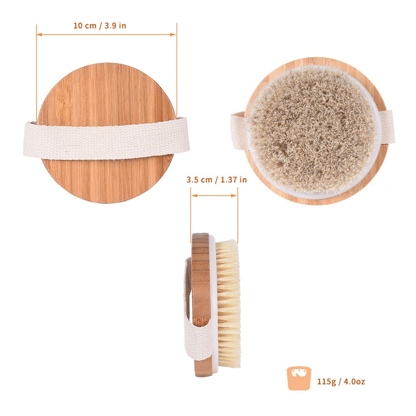 TREESMILE Natural Exfoliating Bristle Bath Brush Wooden Body