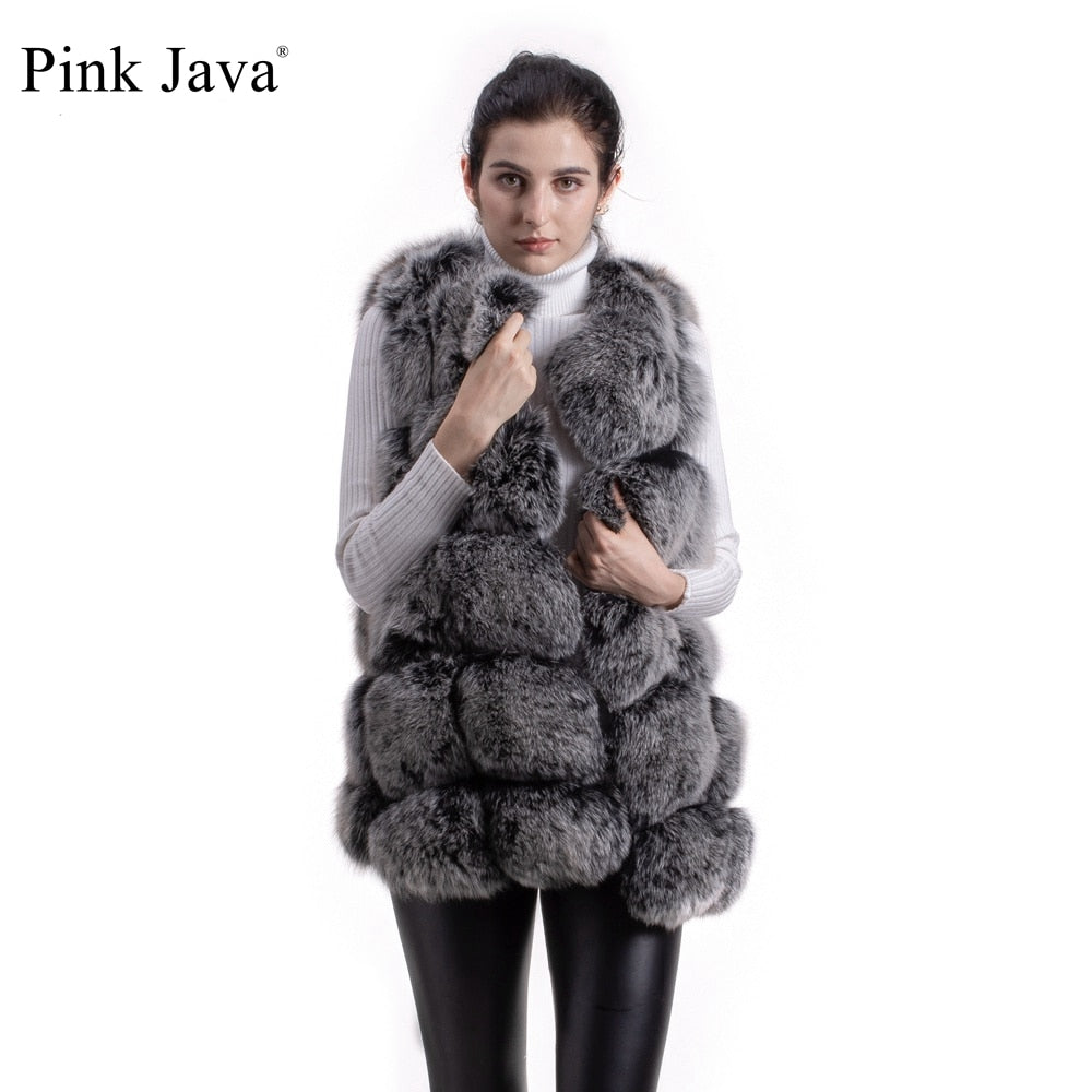 Pink Java QC8046 hot sale women winter coat real fox fur vest natural