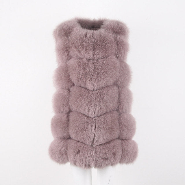 Pink Java QC8046 hot sale women winter coat real fox fur vest natural