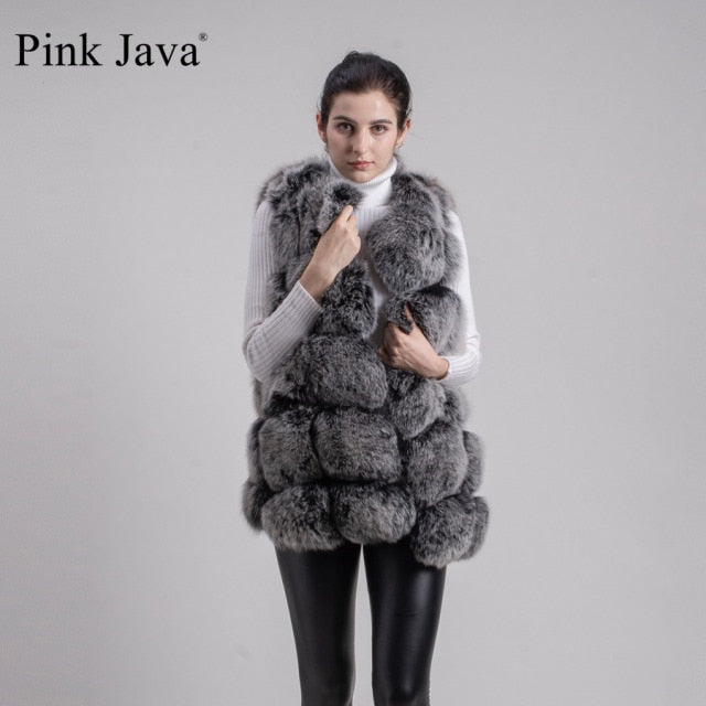 Pink Java QC8046 hot sale women winter coat real fox fur vest natural