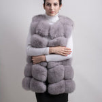 Pink Java QC8046 hot sale women winter coat real fox fur vest natural