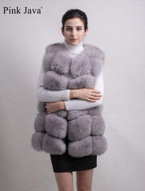 Pink Java QC8046 hot sale women winter coat real fox fur vest natural