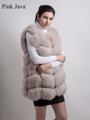 Pink Java QC8046 hot sale women winter coat real fox fur vest natural