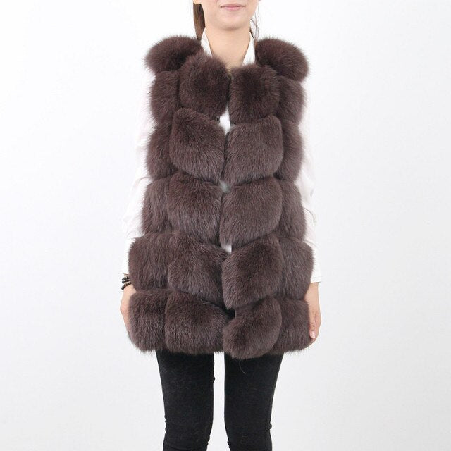 Pink Java QC8046 hot sale women winter coat real fox fur vest natural