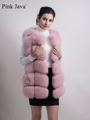 Pink Java QC8046 hot sale women winter coat real fox fur vest natural