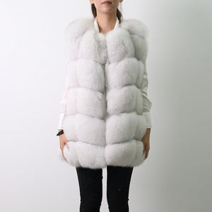 Pink Java QC8046 hot sale women winter coat real fox fur vest natural