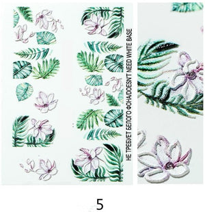 1pc 3D Acrylic Engraved  Nail Sticker Embossed White&Pink