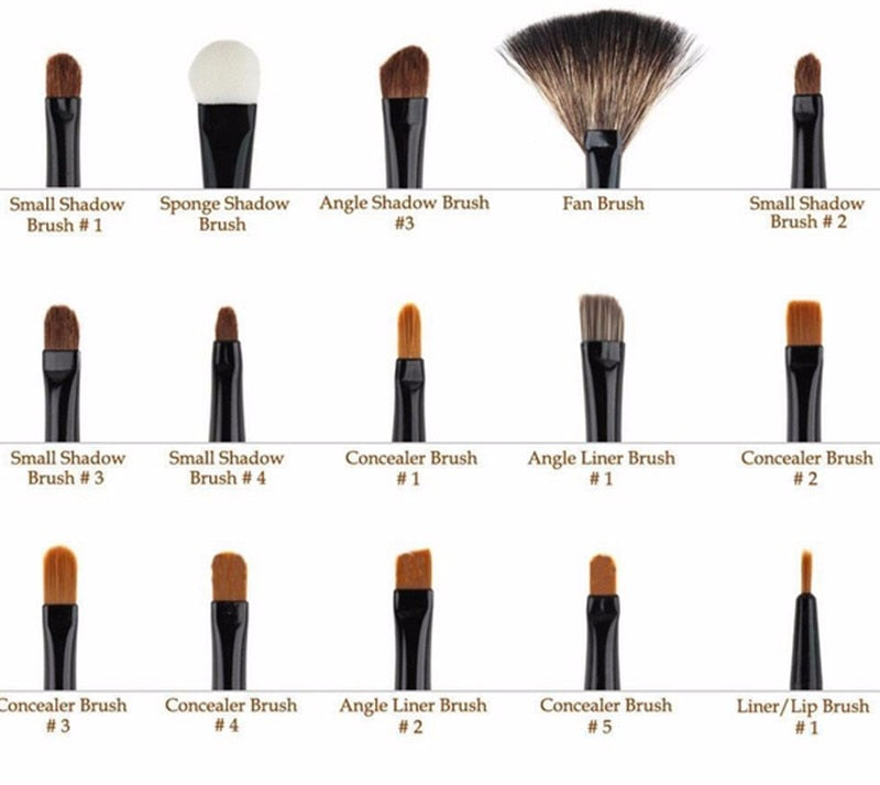 Make up Brushes Profissional of Makeup Set  With  Black Leather Bag