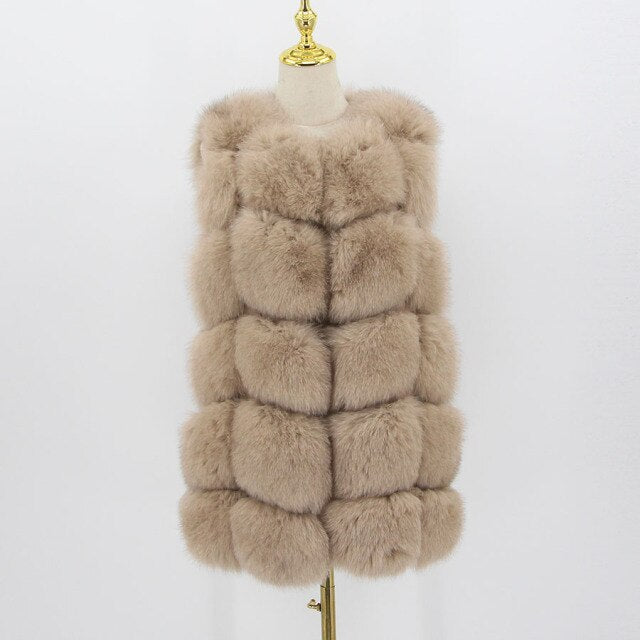 Pink Java QC8046 hot sale women winter coat real fox fur vest natural