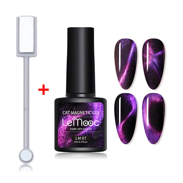 LEMOOC Cat Eye Nail Gel Polish 9D Laser Magnet