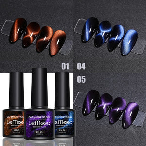 LEMOOC Cat Eye Nail Gel Polish 9D Laser Magnet