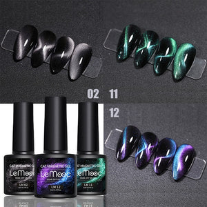 LEMOOC Cat Eye Nail Gel Polish 9D Laser Magnet