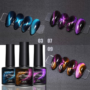 LEMOOC Cat Eye Nail Gel Polish 9D Laser Magnet