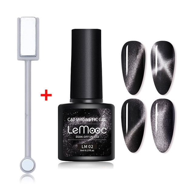 LEMOOC Cat Eye Nail Gel Polish 9D Laser Magnet