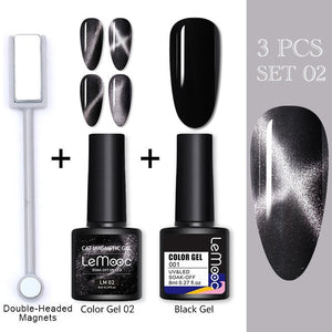 LEMOOC Cat Eye Nail Gel Polish 9D Laser Magnet