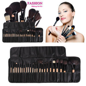 Make up Brushes Profissional of Makeup Set  With  Black Leather Bag