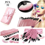 Make up Brushes Profissional of Makeup Set  With  Black Leather Bag