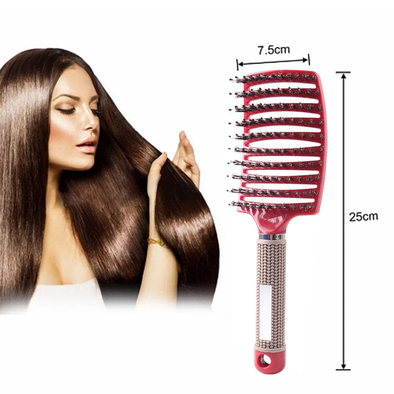 Huiyun Hot Hair Brush Boar Bristle Scalp Massager Comb Nylon Women Wet Curly Tangle Brushes Salon Detagling Hairdressing Styling