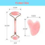 Rose Quartz Massage Face Roller Set  Facial Lifting Beauty Slimming Roller