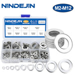 620/1010pcs Flat Washer Set Stainless Steel M2 M3 M4 M5 M6 M8 M10 M12 Ring Gaskets Kit Plain Washers Metal Washer Assortment Kit