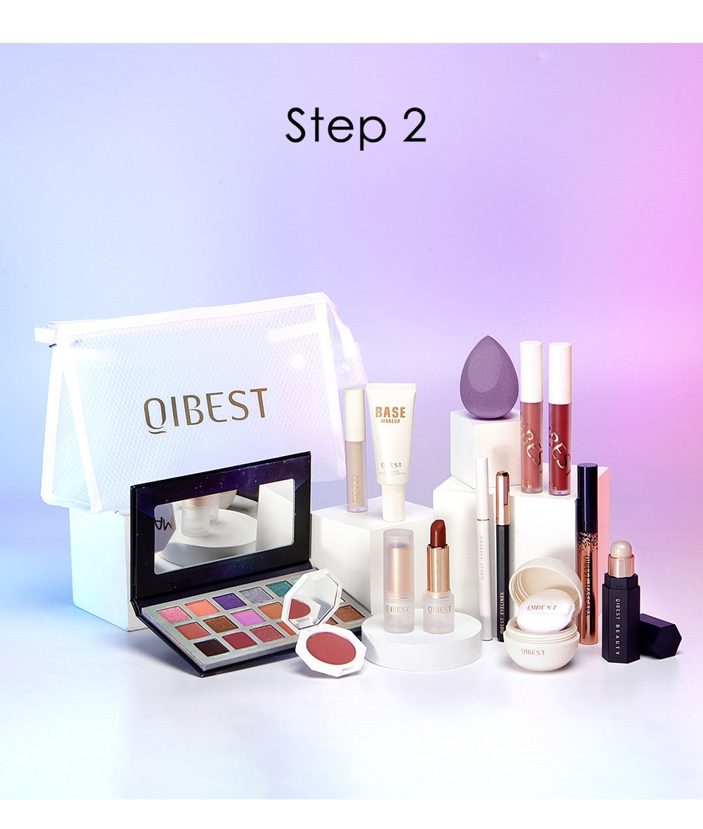 QIBEST Professional Makeup Set Cosmetic Kits Eyeshadow Lipstick Blusher