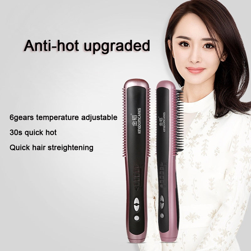 Electric Straightener Brush  Hair Care Styling