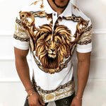 2021 Summer Fashion Striped Patchwork Short Sleeve Tops For Men Slim Polo Shirt Casual Men's Turn-down Collar Zip-up Polo Shirts