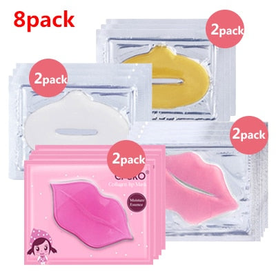 8/10 Pack Crystal Collagen Lip Mask Hydrating Moisturizing Essence Gel Patch Lip Masks Lip Care Enhancer Pads Patches