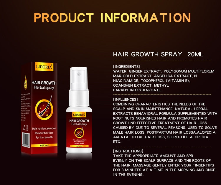 Hair Growth Spray Fast Growth Liquid Treatment Scalp Hair