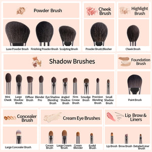 Natural  Hair Makeup Brushes Set Professional Kit