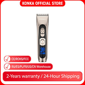 KONKA Electric Washable Rechargeable Metal USB 2000mAh Hair Clipper Professional Barber Trimmer With Carbon Steel Cutter Head