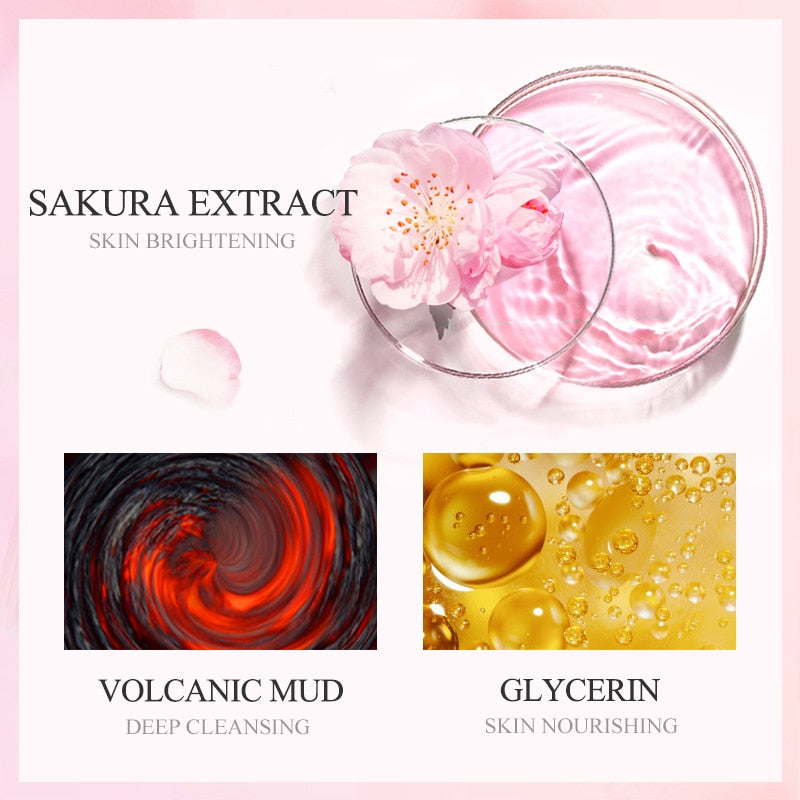 Sakura Mud Facial Mask Shrink Pores Cleansing Whitening  Skin Care