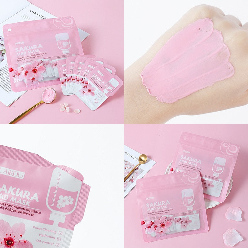 Sakura Mud Facial Mask Shrink Pores Cleansing Whitening  Skin Care