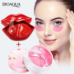 Collagen 60Pcs Eye Patches and 20pcs Cherry Hydrating Serum Lip Mask Anti-Drying Moisturizing Lightening Nourishing Skin Care