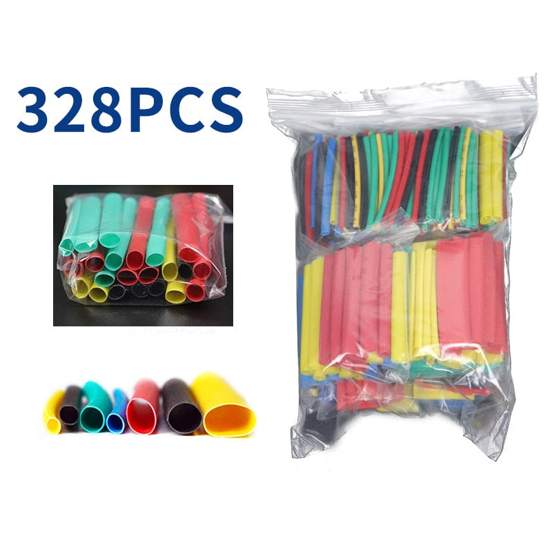 328 pcs/Set Heat Shrink Tube Kit Assorted Shrink Wrapping Sleeves Tubing Wire Cable Protector Heat-shrinkable Sheath 8 Sizes