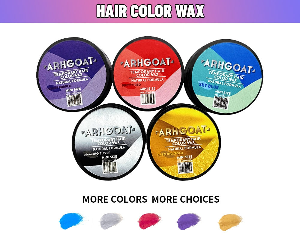 ARHGOAT 5 Colors Hair Color Wax Strong And Hold Unisex Hair Wax Hair Clay Temporary Hair Dye For Hair Styling