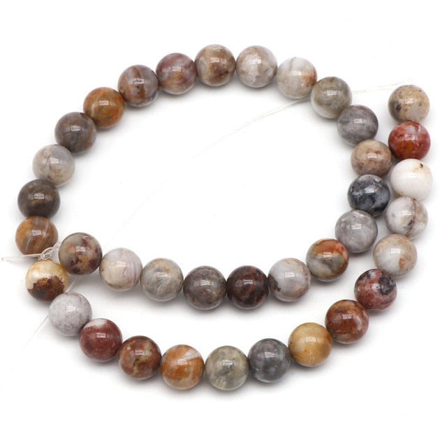 Natural Stone Bead Round Agates Amazonite Quartz Lava Tiger Eye Beads