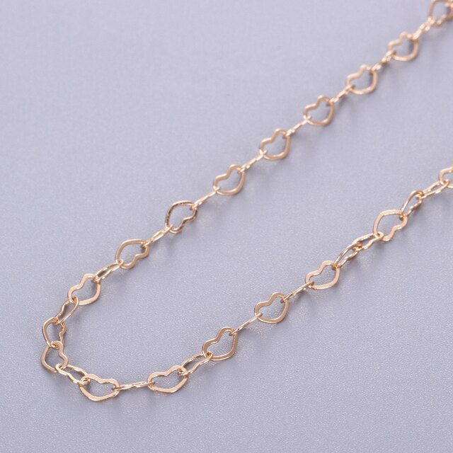 2m heart-shaped chain jewelry chain, found jewelry love heart chain, used for earrings, bracelets, anklets, necklaces diy