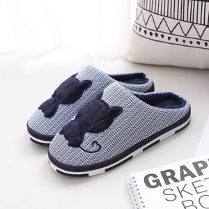 Winter Home Floor Slippers For Men Trend Checkered Pattern Male Indoor Platform Plush Slides NonSlip Couples Bedroom Furry Shoes