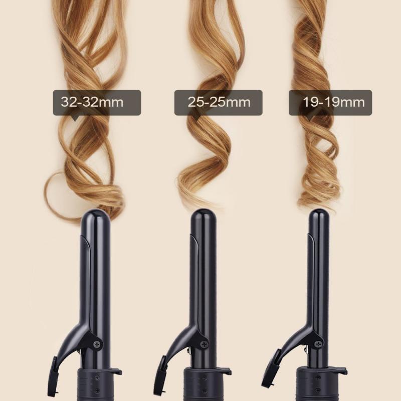 3 In 1 Hair Curlers Care Styling Curling Wand Interchangeable 3 Parts