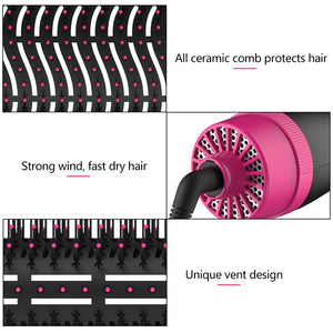 Hot Air Comb Hair Dryer Straightener Brush And  Hair Curler